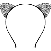 CURASA Cat Ears Headband for Women Girls Halloween Animal Ears Headbands Glitter Sparkly Headband for Halloween Cat Costume Cosplay