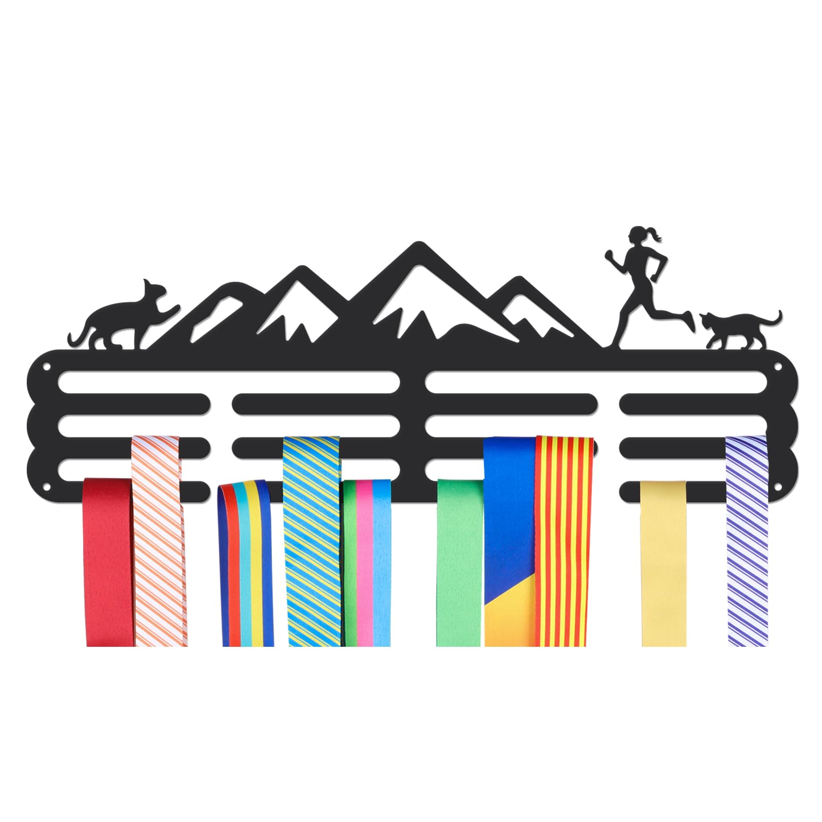 NBEADS Medals Hanger Display Holder Rack, Running Theme Medals Display Wall Mounted Frame Sports Medal Holder Hooks Ribbon Holder for Competition Medal Wall Hanging Display, Mount Over 50 Medals