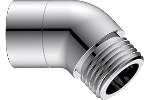 JASYA 135 Degree Elbow Shower Head Adapter All Metal Handheld Shower Head Elbow Adapter Shower Arm Angle Adapter Shower Arm Extension 45° Showeradapter For Shower Heads Extension Pipe (135°, Chrome)