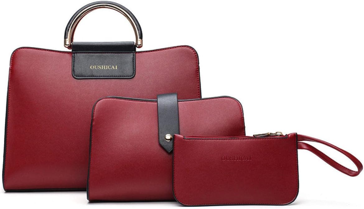 YUEER Women Handbags Three Sets Of Suitcases Ladies Portable Shoulder Fashion Simple,Red-OneSize