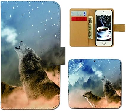 Amazon Co Jp Aquos Sense3 Simフリー Sh M12 ケース 手帳型 動物 手帳ケース スマホケース カバー アニマル 狼 オオカミ 男前 月夜 E 家電 カメラ