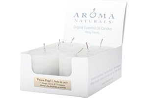 Aroma Naturals Votive Candles with Orange Clove and Cinnamon Essential Oil White Scented, Peace Pearl, 6 Count