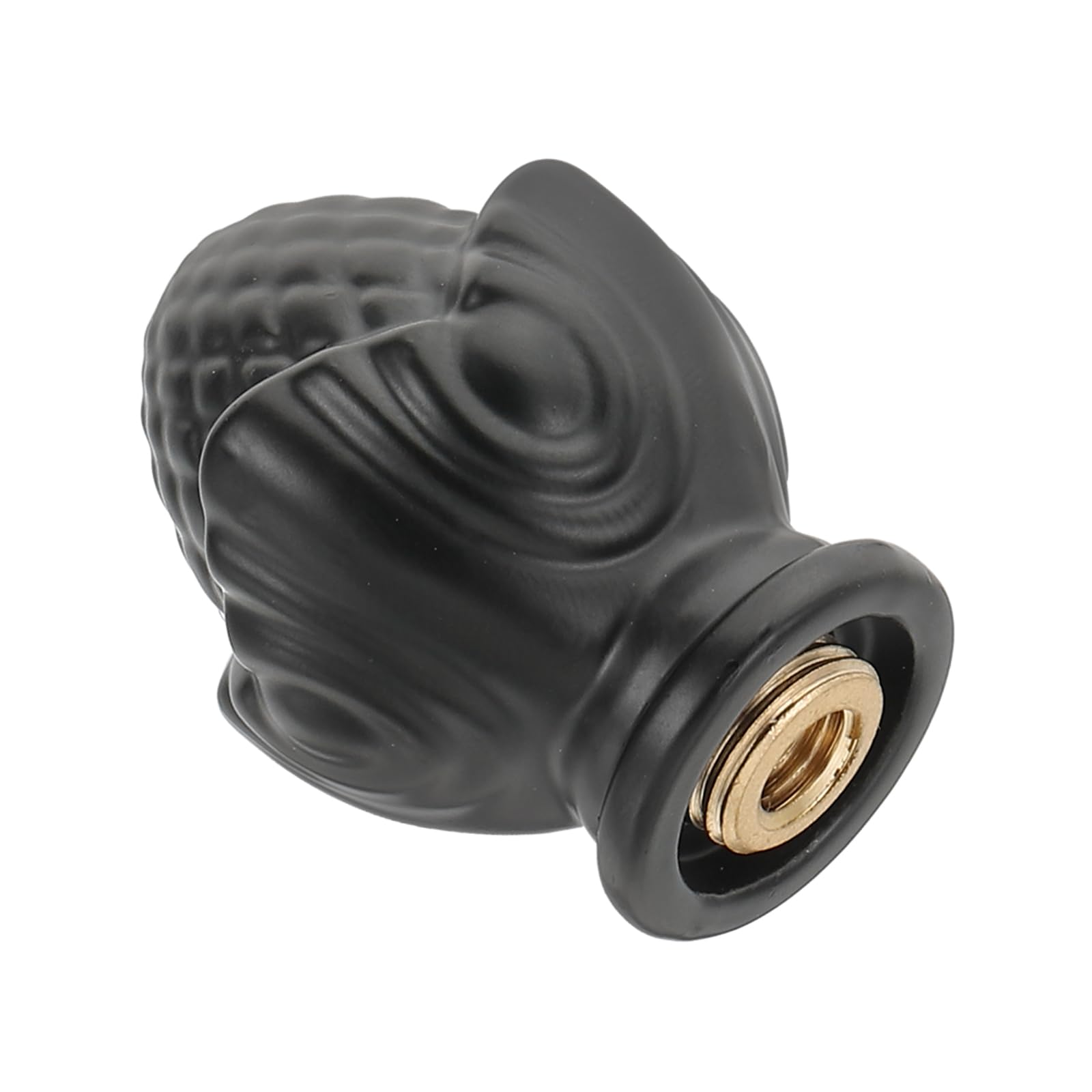 PATIKIL 36 x 28mm Lamp Finials Caps Knob, 1 Set Solid Lamp Shade Top Decoration Screw Cap Nuts with Brass Reducing Adapter for Table Lamps Floor Lamps, Black