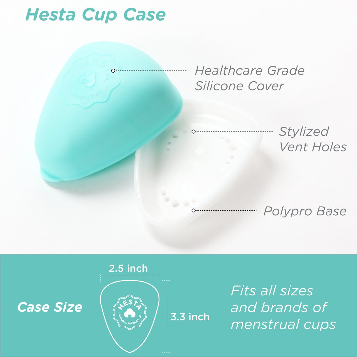 Hesta Menstrual Cup with Silicone Case, FDA Registered Feminine Hygiene Cup, 2 Different Sizes, Regular