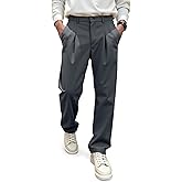 JMIERR Men's Baggy Pants Pleated Wide Leg Casual Dress Loose Fit Slacks Trousers