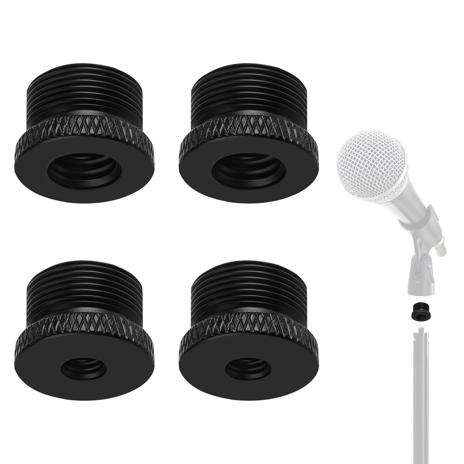 Microphone Stand Adapter 2Pcs 1/4 Female to 5/8 Male Screw Thread Adapter and 2Pcs 5/8 Male to 3/8 Female Microphone Adapter Tripod Screw Adapter for Camera Monitor