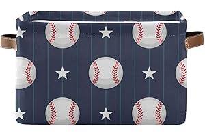 DOMIKING Rectangular Storage Bin Basketball Baseball Sport Basket with Handles - Toy Bins Laundry Storage Basket for Kids Toy Pets Room Closet