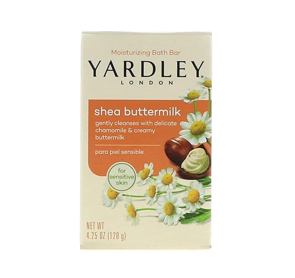 YARDLEY LONDON BATH BARS SOAP FOR SENSITIVE SKIN, SHEA BUTTERMILK – 4.0 OZ