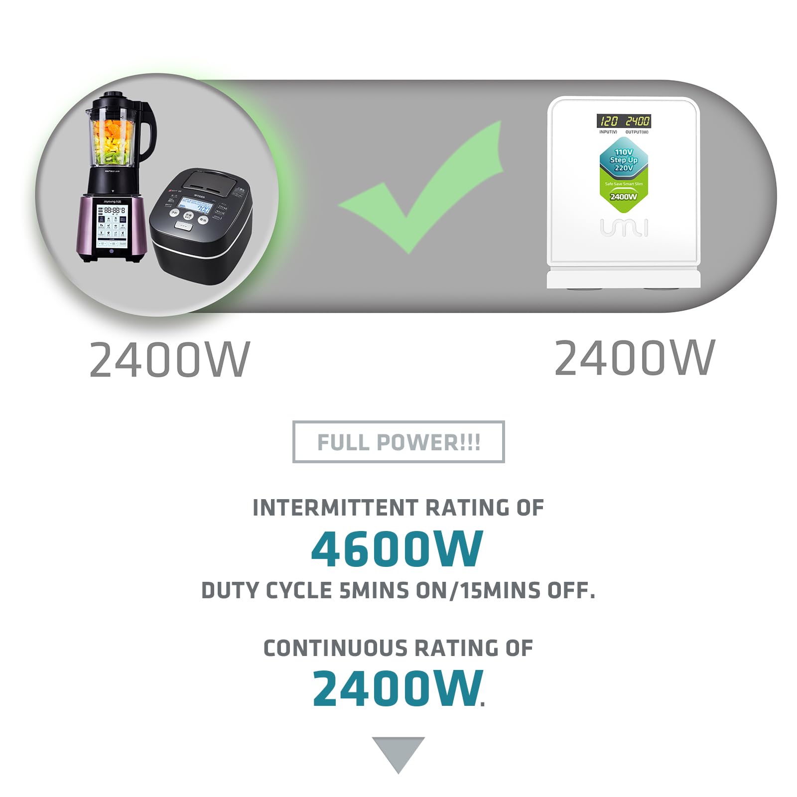 UMI 2400W Step Up Voltage Converter, Heavy Duty Power Transformer for Large Capacity Devices, Europe Appliance 110v to 220v