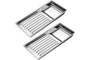 Stainless Steel Tool Tray 2pcs Multi-Purpose Manicure Medical Instrument Holder Metal Tray for Small Parts and Use