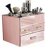 OnDisplay Miro 3 Drawer Tiered Mirrored Glass Makeup/Jewelry Organizer - Rose Gold