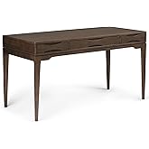 SIMPLIHOME Harper Desk - 60 Inch Wide Solid Hardwood Writing Desk in Walnut Brown, Mid-Century Modern Home Office Computer Ta