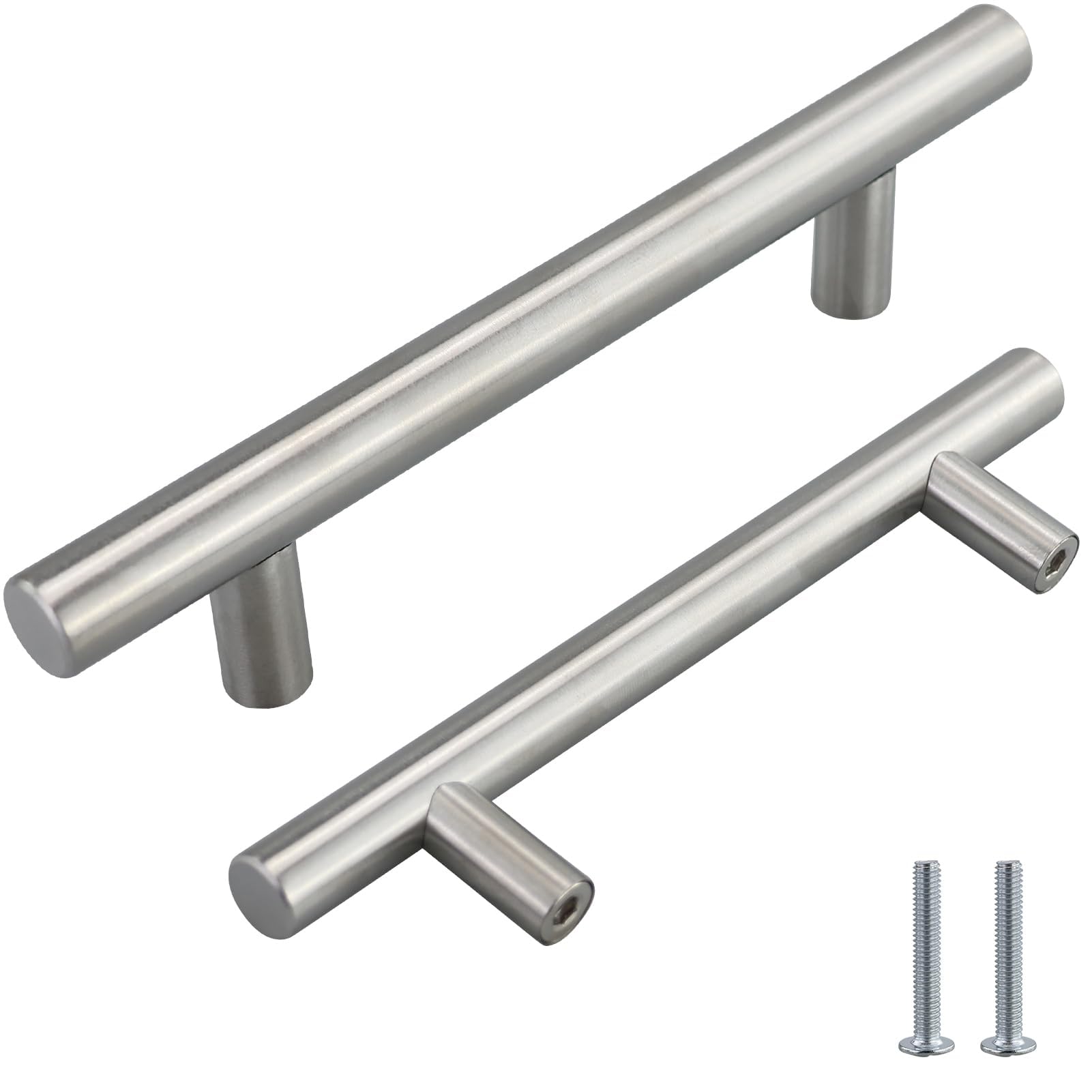 LONGDENEKHALIQ 2 Pack Kitchen Cupboard Handles - Stainless Steel Brushed Cabinet Handles (Hole Centre 96mm)