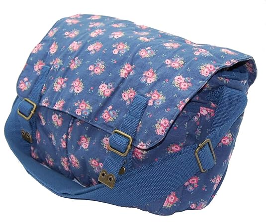 Cath Kidston Saddle Bag, große Handtasche, Schultasche Victoria Rose Navy Blau mit Blüten Länge 34,5 cm, Höhe 24,5 cm, Breite