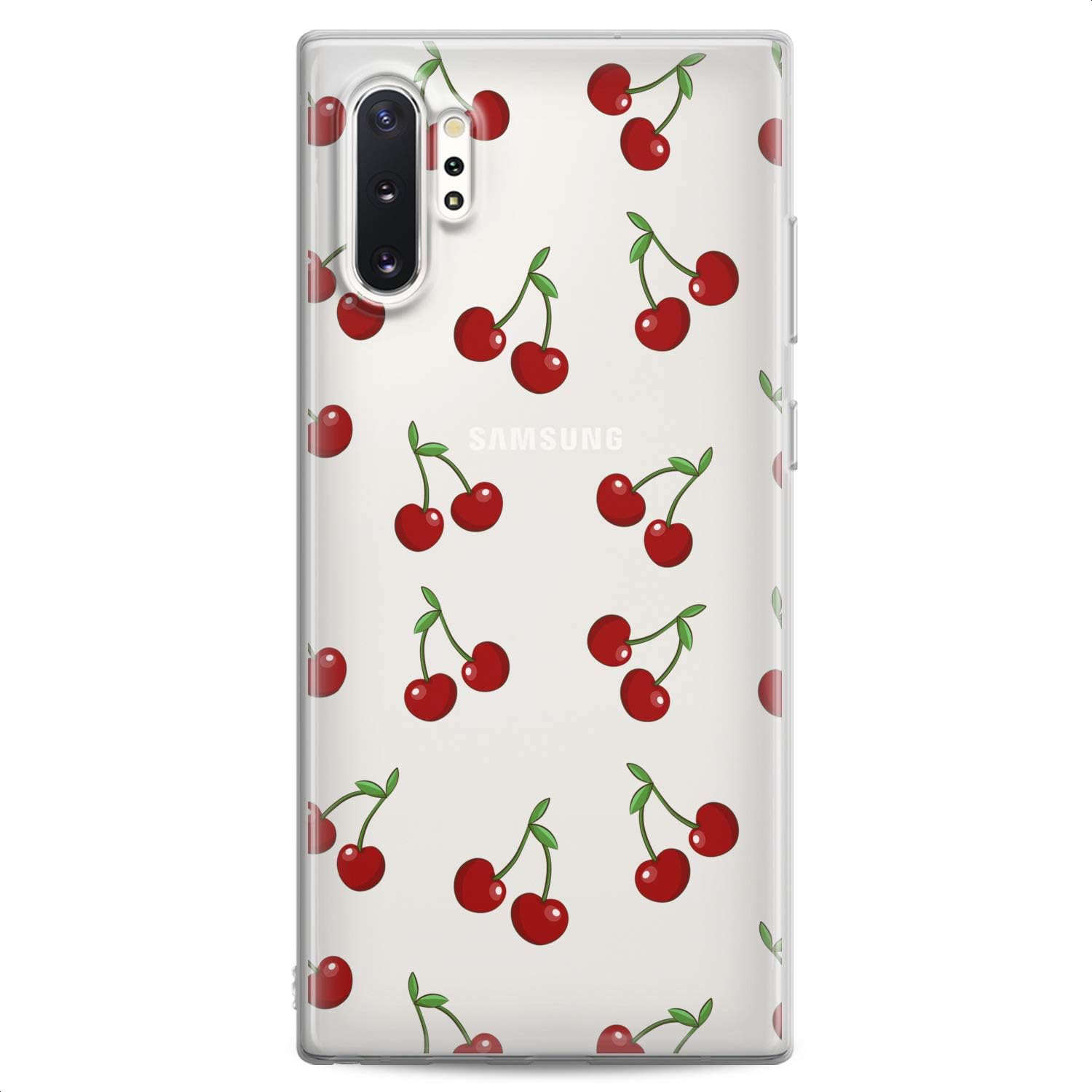 Cavka TPU Case Replacement for Samsung S21 Ultra S20 Plus S10 Lite Note 20 5G S10e S9 Cherry Soft Red Lovely Tropic Food Fruit Clear Summer Print Design Flexible Silicone Slim fit Cute Cute Luxury
