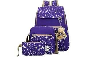BANSUSU Star Print Girls Backpacks Set for School, School Bags Bookbags for Teenage Girls, with Crossbody Bag, 3 Pieces