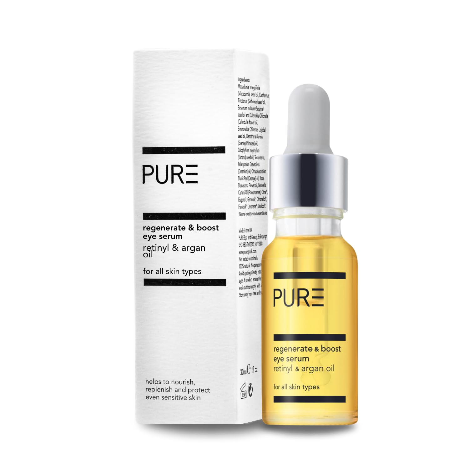 Anti-Ageing Eye Serum for Dark Circles & Puffy Eyes – Natural Wrinkle Filler Treatment with Vegan Retinyl & Argan Oil, 15ml by PURE Spa Skincare