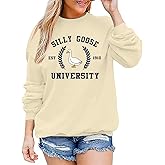 Pairxily Funny Goose Graphic Sweatshirt For Women Cute Printed Crewneck Sweater Pullover With Sayings Long Sleeve T Shirts