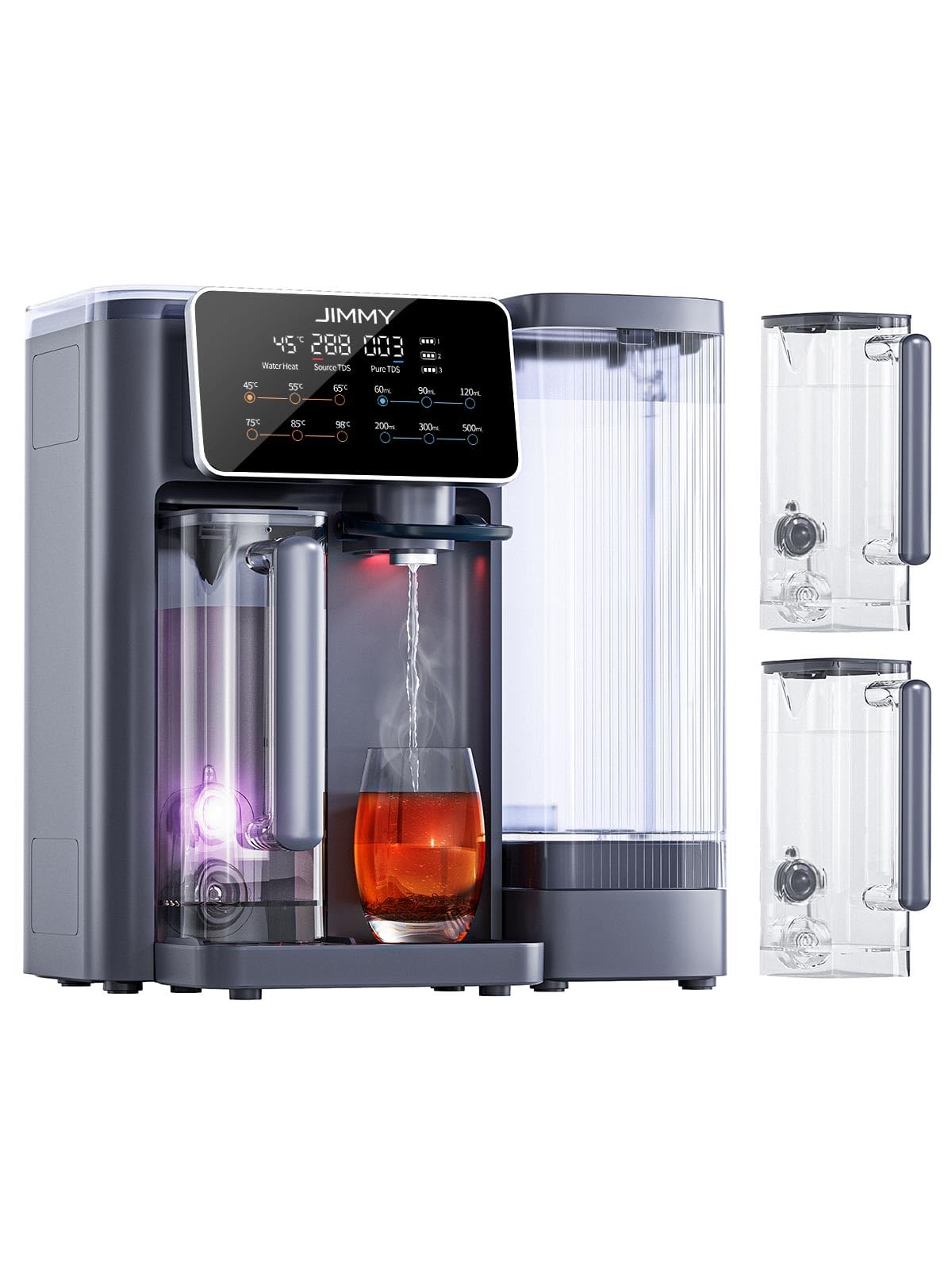 Jimmy R9 Osmoseanlage Trinkwasser Auftisch, Umkehrosmoseanlage Wasserfilter, mit Heißwasserspender, 7-stufiger Filterung RO & Mineralien, UV, 3S-Heizung, 7 Temperaturoptionen, Echtzeit-TDS-Monitor