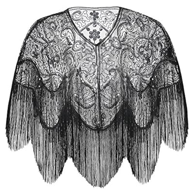 BABEYOND 1920s Shawl Wraps Gatsby Beaded Evening Cape Bridal Shawl for Evening Dresses Wedding Party BABEYOND 1920s Shawl Wraps Gatsby Beaded Evening Cape Bridal Shawl for Evening Dresses Wedding Party
