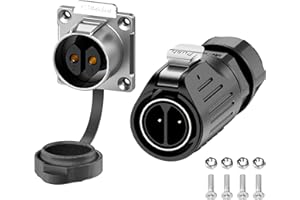 PLUGOOD EW-LP24 Industrial Waterproof Connector IP68 Quick Plugging Circular Connector Anti-Interference Shell Aviation Connector Fast Release Electrical Connector M24 2-24 Pin Flange Socket (2 Pin)