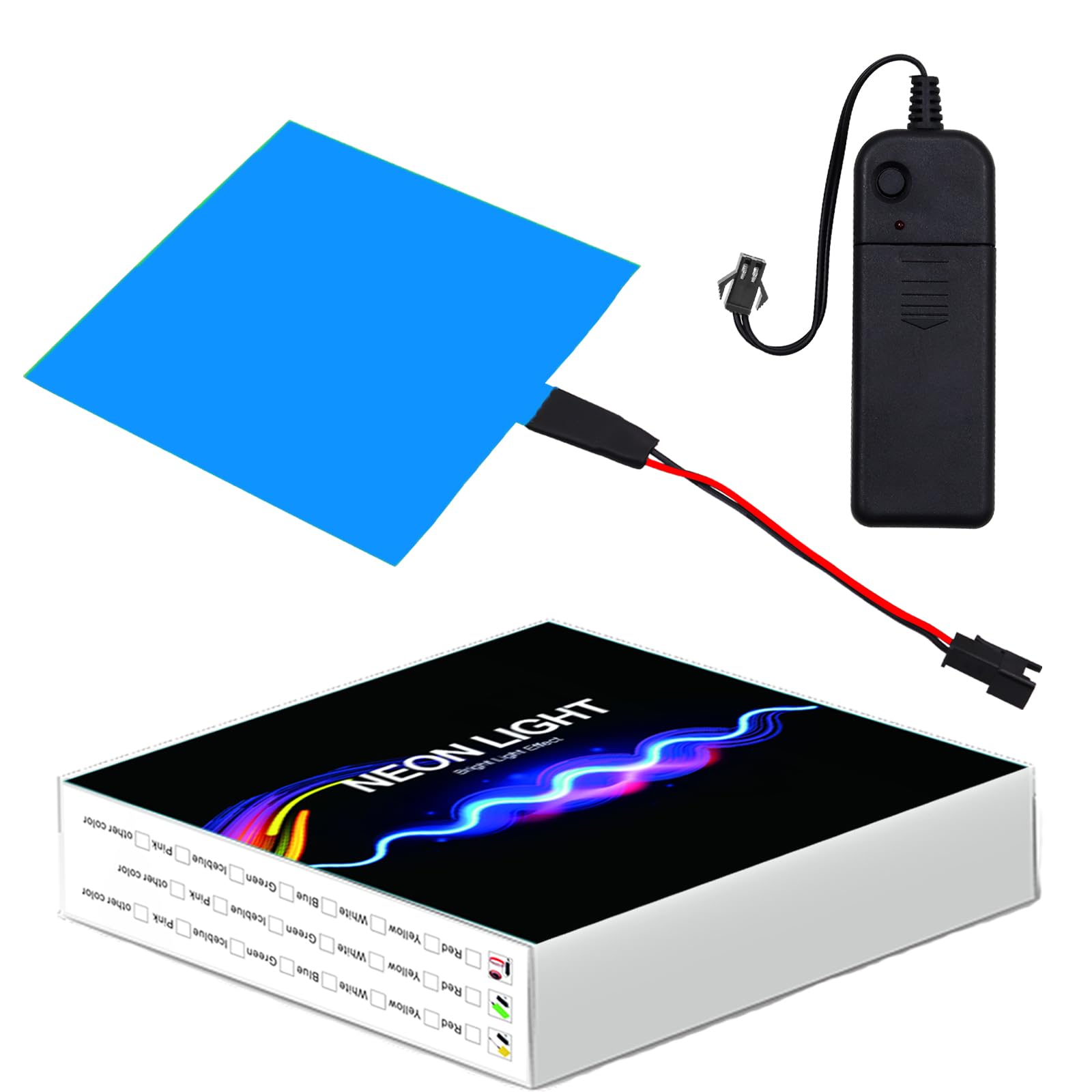 Ygmylandbb Electroluminescent Panels, EL Panels Light, EL Sheets 10 cm x 10 cm (3.93" x 3.93") ON/Slow Flash/Fast Flash, Blue, 1Pack