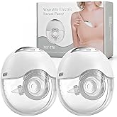 LAMSUET Electric Hands-Free Breast Pump, Strong Suction Wearable Breast Pump with 4 Modes & 12 Levels (White, 2 Pack)