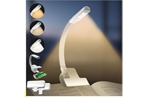 ACEES Book Light,Reading Lights for Books in Bed,3 Color & Stepless Dimming Brightness,Rechargeable Replaceable Batteries Portable Clip On Light,Up to 60 Hours Lighting,2 Cell Batteries(White)