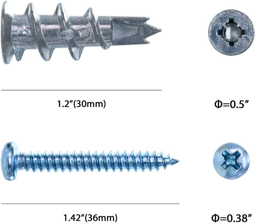 laffeya Zinc Plasterboard Fixings & Self Drilling Screws Kit, Heavy Duty Hollow Wall Anchors with Screws - Image 4