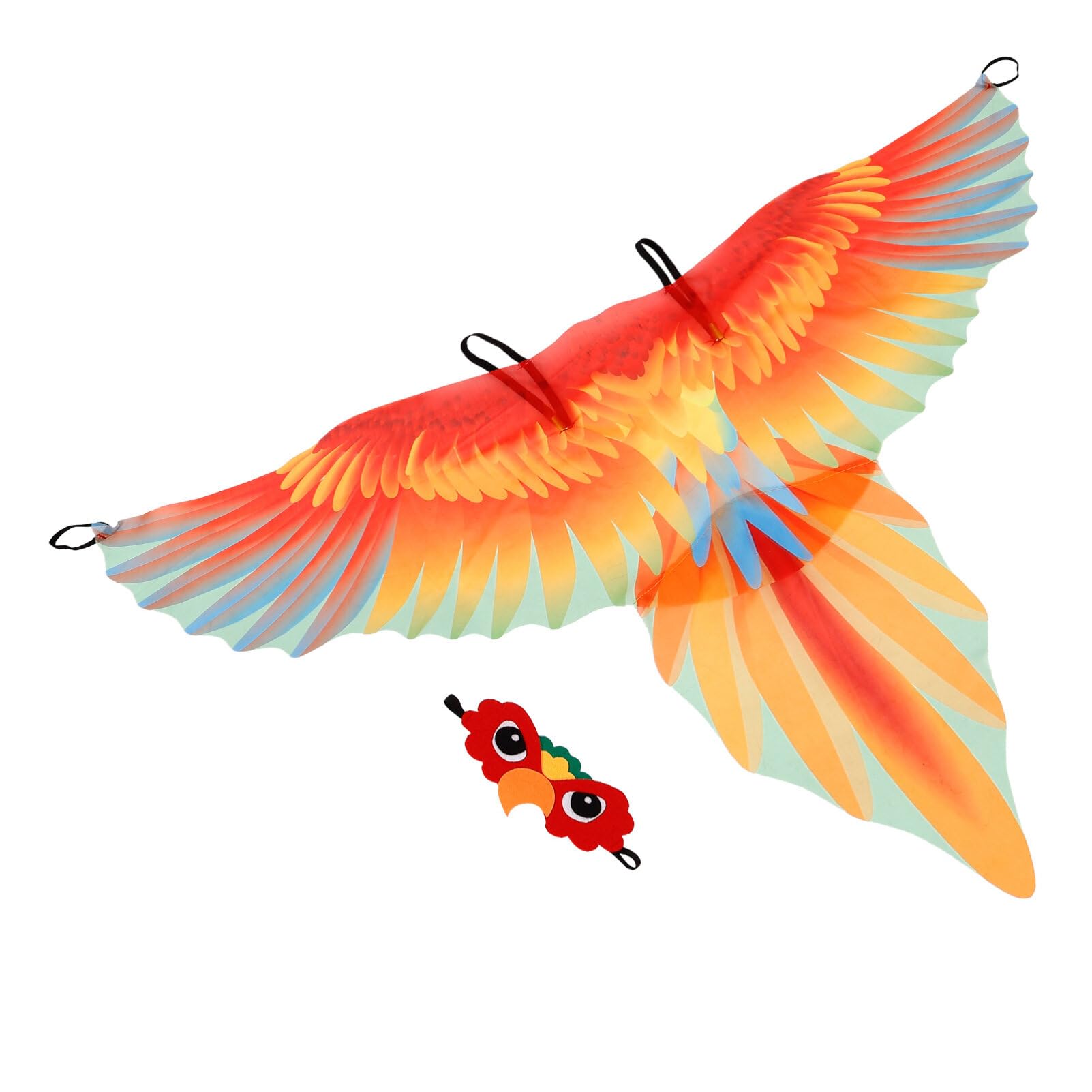 VALICLUD Halloween Bird-Wings-Costume for Kids Felt Feathered Eagle Parrot Owl Dress-up Cape Wings Animal Role Play Costume Eye Mask for Boys Girls Halloween Party Favors Orange for Kids Children