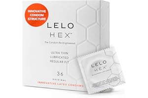 LELO HEX Original Ultra Thin Condoms with Increased Strength, Male Condom, Lubricated Condoms for Men, 2.12-Inch/54 mm Diamet
