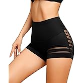 ASIMOON Tummy Control Boyshorts Underwear for Women Stretch High Waisted Shapewear Sexy Mesh No Show Panties for Ladies