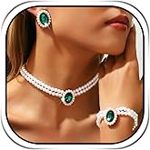 JAKAWIN Pearl Jewelry Set Bridal Wedding Necklace and Earring Bracelet Set for Women