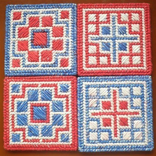 Needlepoint Beverage Coaster Set of Four