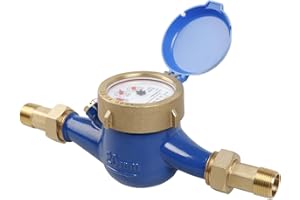 Watflow DN20 Water Meter 3/4" NPT, ISO4064 Certification Cubic Water Flow Meter, Cold Water Meter, for Garden or Home, Horizo
