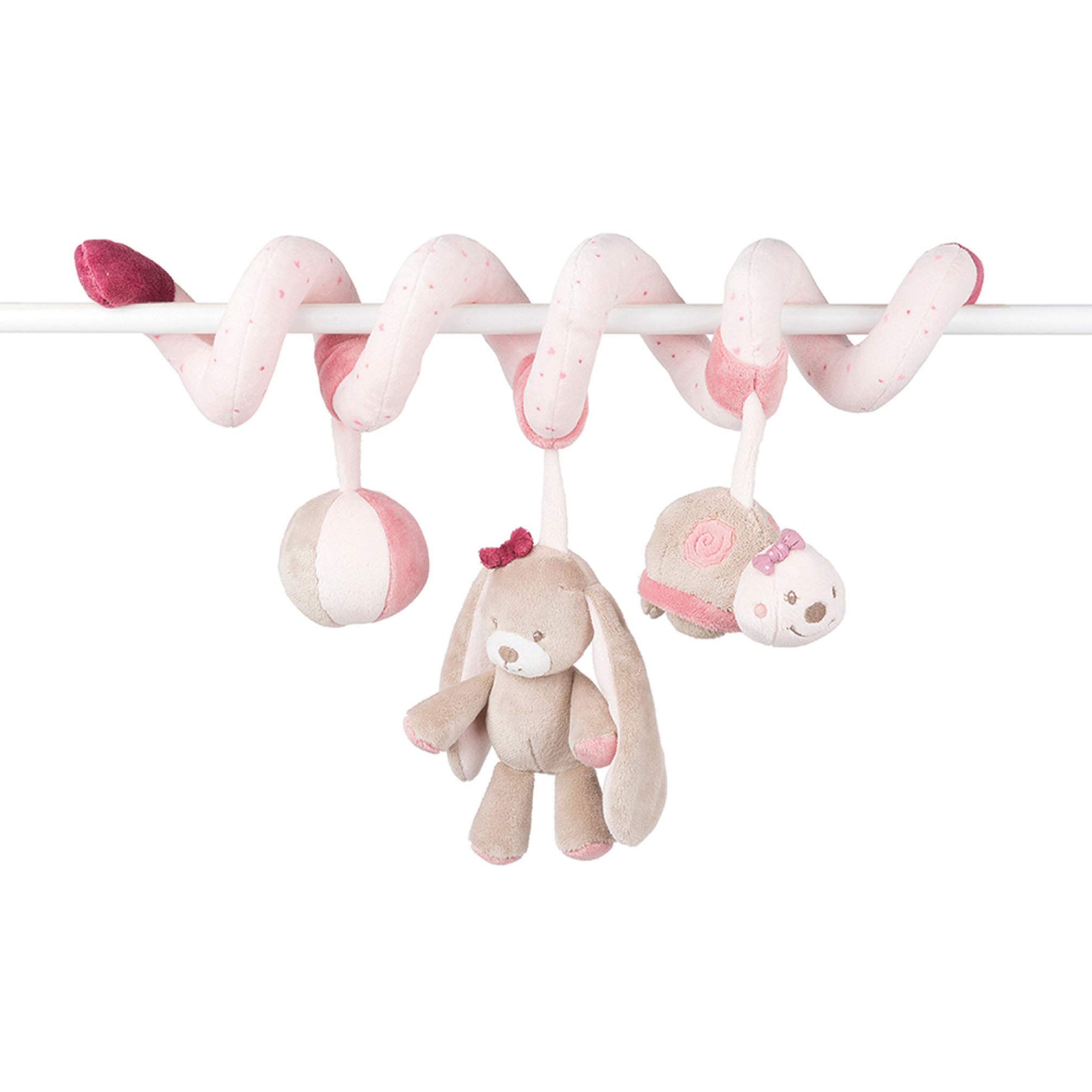 Nattou Spiral Game with Hanging Figures, Nina, Jade and Lili, 40 x 24 x 11 cm, Pink/Beige