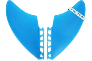 AQUBONA Twin Keel Fins, Single Tab Dual Tabs Fins Surfboard Fins, Twin Fin Fishtail Surfboard Fins Twin Keels - Smooth Fiberglass Flex