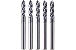 SEFHLI Solid Carbide Drill Mill Set(5Pc, 1/8in), AlTiN Coated, 4 Flute, 90° Included Angle, 1/8" Cutting Dia, 1/8" Shank Dia, 1/2" LOC, 1-1/2" OAL For Milling Alloy Steel, Hardened Steel, Iron, Copper