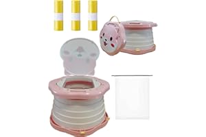 SunnySmile Travel Potty for Toddlers，Portable Potty Toddler ，Travel Foldable Potty ，for Travel，Camping，Park，Indoor/Outdoor,with 75 Disposable Bags，Cartoon Design, Children Will Like it More