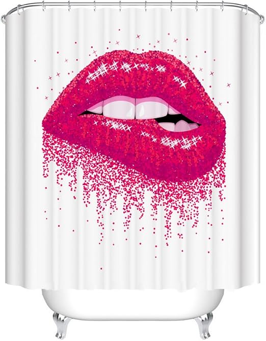 ستارة حمام Fangkun مثيرة بطباعة شفاه امرأة رومانسية الحب قبلة ستائر