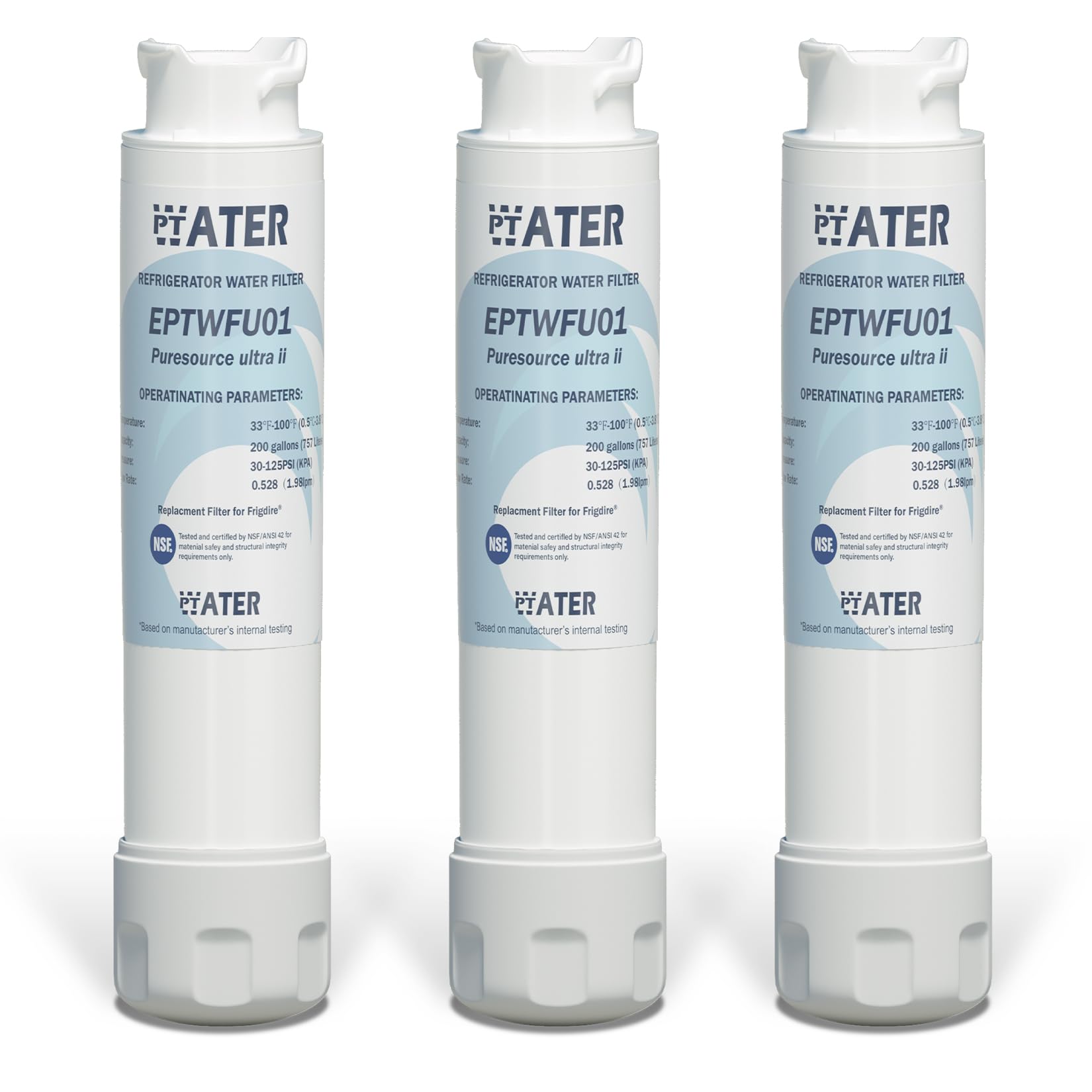 EPTWFU01 Water Filter Replacement, Compatible with Frigidaire EPTWFU01, Pure Source Ultra II, EWF02, 3 Pack