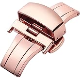 BINLUN Stainless Steel Deployment Clasp Replacement Watch Clasp Buckle for Leather Watch Bands Straps 4 colors (12mm-22mm)