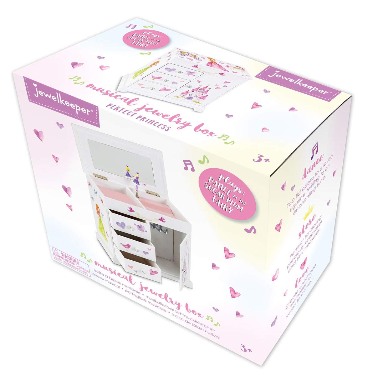 Jewelkeeper Jewelkeeper Jewelry Box for Girls with 3 Drawers - Musical Princess Jewelry Box with Spinning Doll and Dance of the Sugar Plum Fairy Tune - Appreciated Gifts for Kids - 9.5 x 7.75 x 9.5 Inches