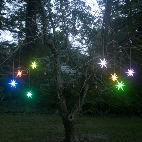 Single 4" Frosted Starburst Outdoor Lighted Ornament, Color Changing LED with Timer