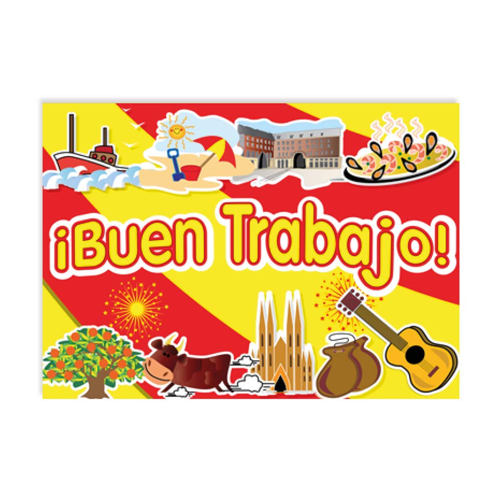 SuperStickers Buen Trabajo Spanish Reward Postcards, yellow|grey|brown|red|oak,148 x 105mm