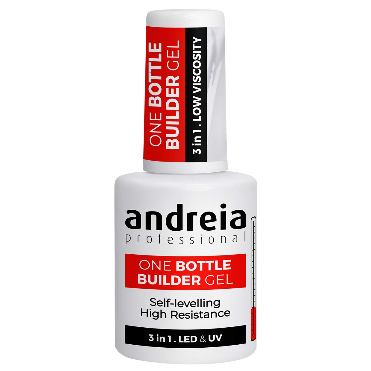 Andreia Professional Gel Builder Nail Construction - Triphasic 3 in 1 Low Viscosity - LED & UV Builder Gel in a Bottle - Nail Extension - Self Levelling High Resistance - Clear 14ml