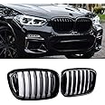 SNA Front Kidney Grille for 2018-2021 BMW X3 G01 2019-2021 X4 G02 (Single Slat ABS Gloss Black X3 Grill, X4 Grill)