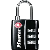 Master Lock Black TSA-Approved Luggage Lock with Wide Lock Body and Thin, Durable Steel Shackle, Zipper Lock for Backpacks, Luggage, 4680DBLK