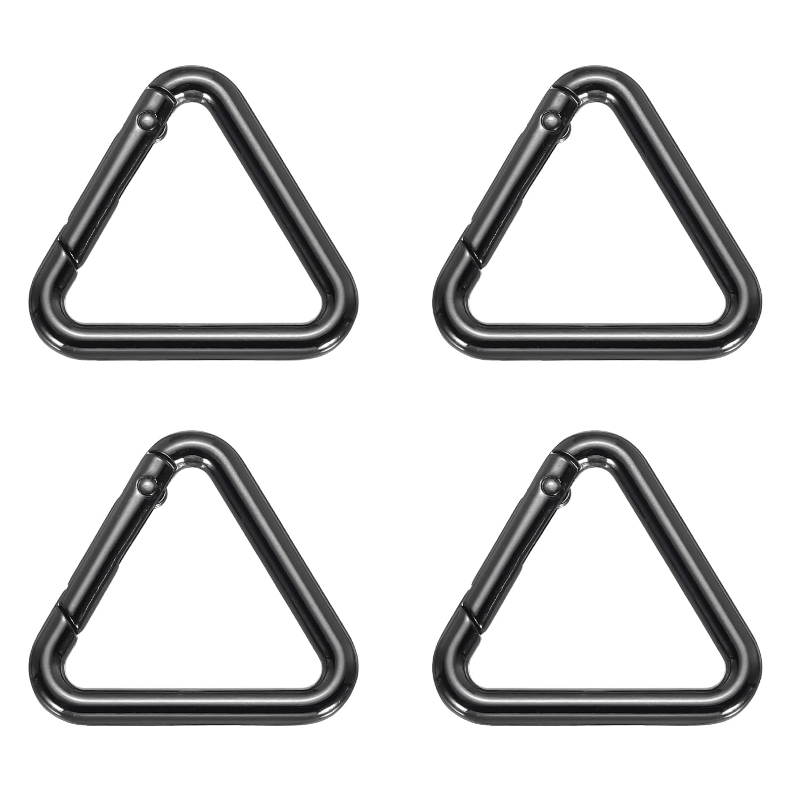 PATIKIL 1-1/5" Metal Triangle Ring Buckle, 4 Pack Triangle Jump Rings Spring Snap Clip Trigger Keychain for Purses Handbag Strap Clasp, Black