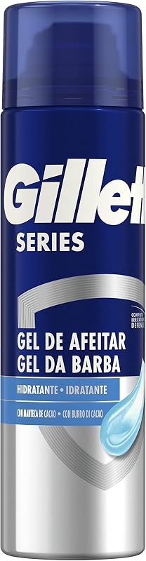 Gel de barbear hidratante gillette series com manteiga de cacau para navalha masculina, 200ml